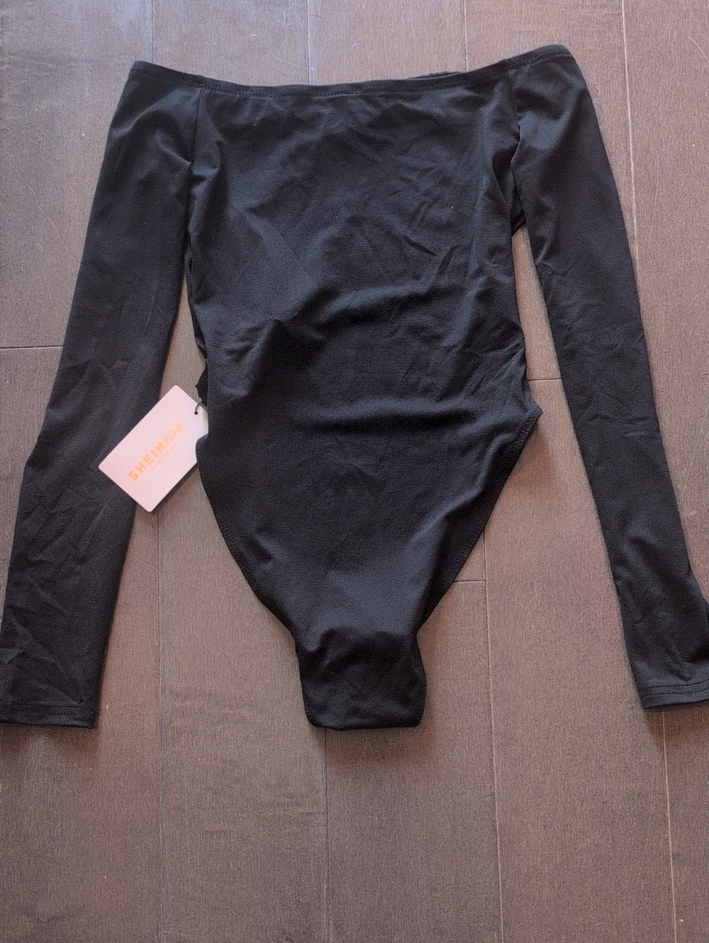 Black Off-Shoulder Long Sleeve  Bodysuit
